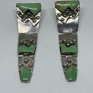 Vintage Sterling Silver and Turquoise inlay dangle earrings